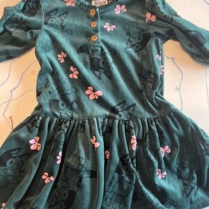 Kids Green Dress with Pink Accents